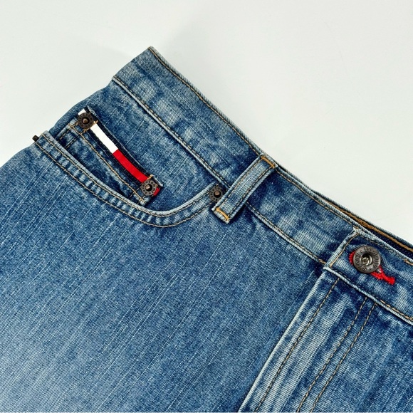 Vintage Y2K Tommy Hilfiger Front Slit Medium Wash Denim Mini Skirt - Picture 6 of 10